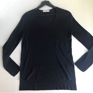 Zara Knit V-Neck Sweater | Navy Blue | M
